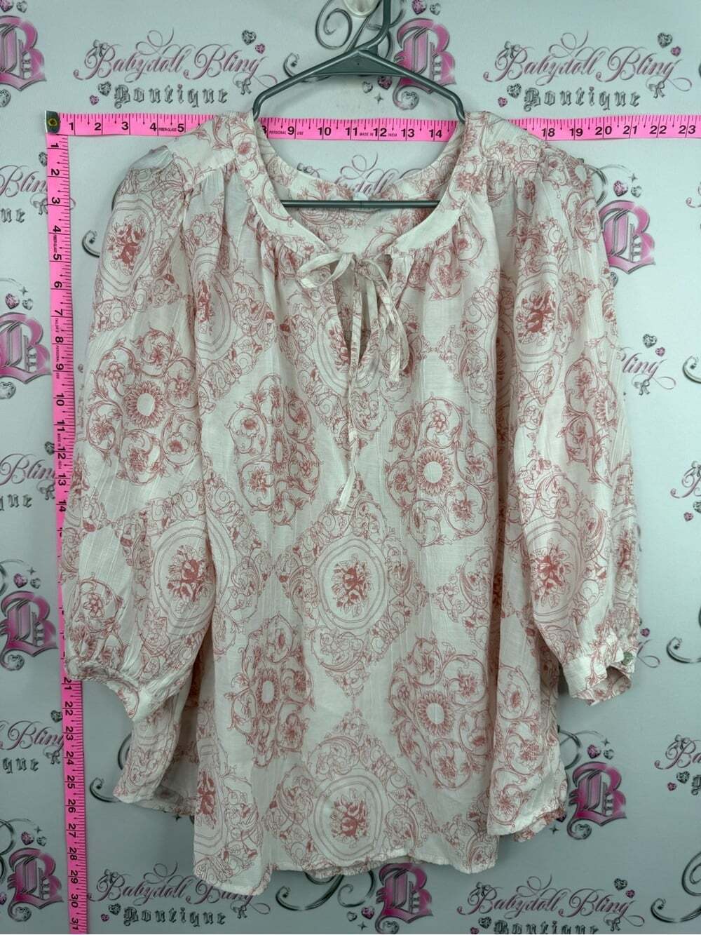 Jane and Delancey shirt white Cream Blouse with Rose Print